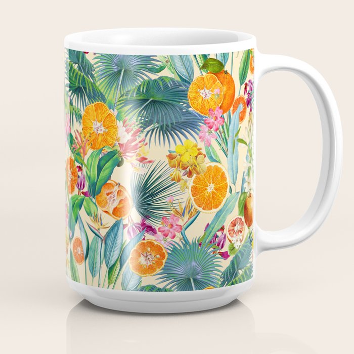 Alternative view of Tropical Orange Garden Coffee Mug, Citrus Floral Ceramic Mug, Botanical Art Mug, Gift for Tea and Coffee Lovers, 11oz/15oz