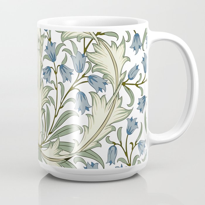 Alternative view of Vintage Bluebell Floral Coffee Mug, Blue Green and White Ceramic Mug, Botanical Flower Mug, Gift for Coffee Lovers, 11oz/15oz